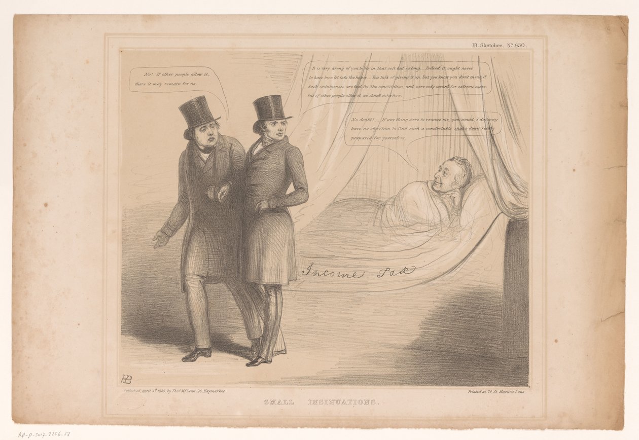 Caricature de Peel dans un lit confortable - John Doyle