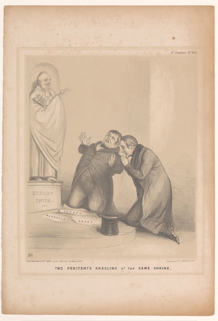 Caricature du premier ministre Robert Peel et de Daniel O