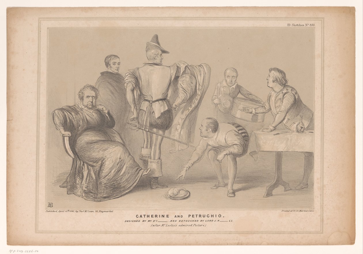 Caricature avec le premier ministre Robert Peel et Joseph Hume - John Doyle