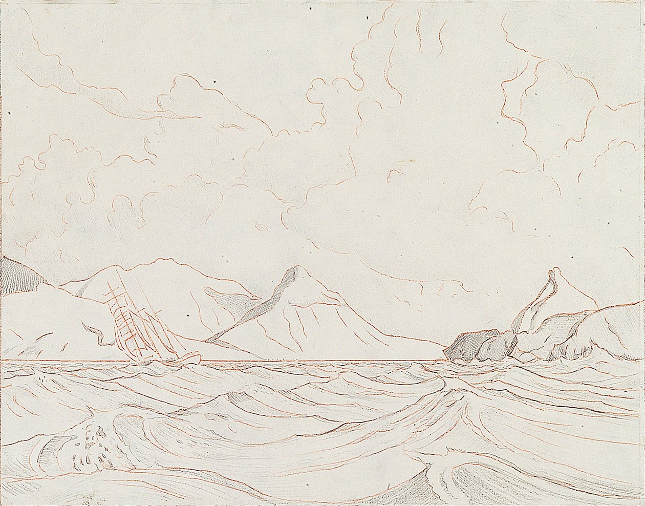 Paysage marin avec navire passant devant la terre (1), début du XXe siècle - John Everett