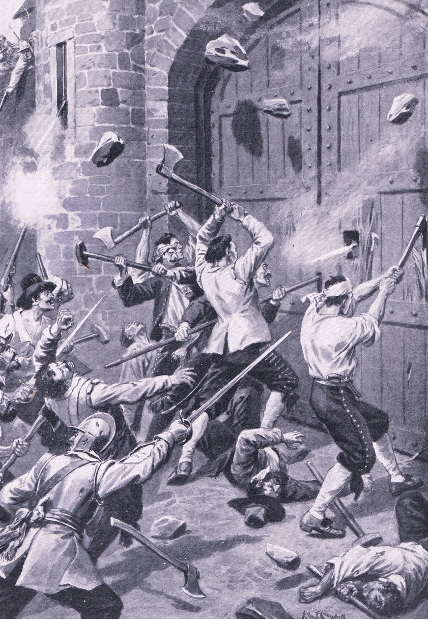 Le sac de Dundee 1er septembre 1651 : des marins anglais attaquent le port de Wellgate, illustration de 