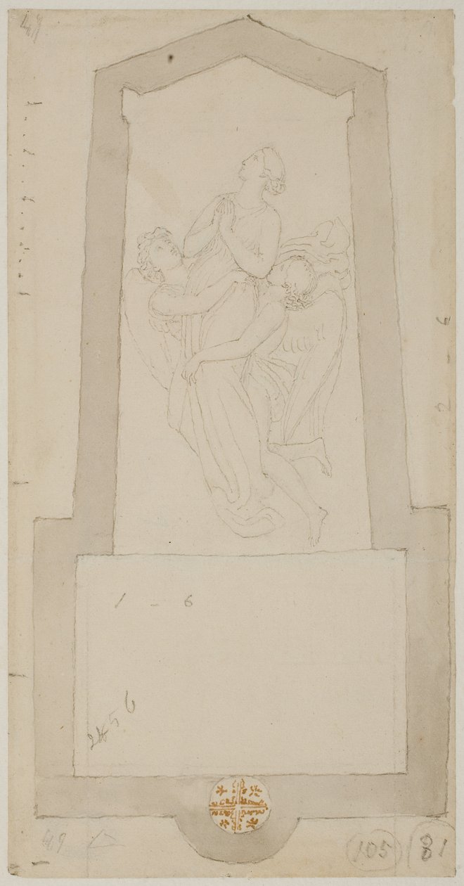 Un esprit défunt élevé par deux anges - John Flaxman