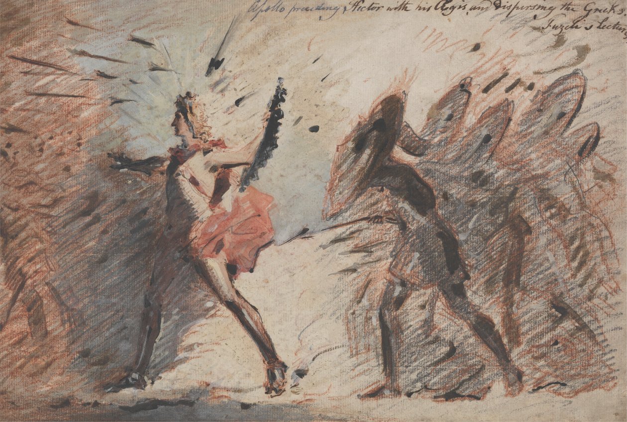 Apollon précédant Hector avec son égide et dispersant les Grecs, conférences de Fuseli - John Flaxman