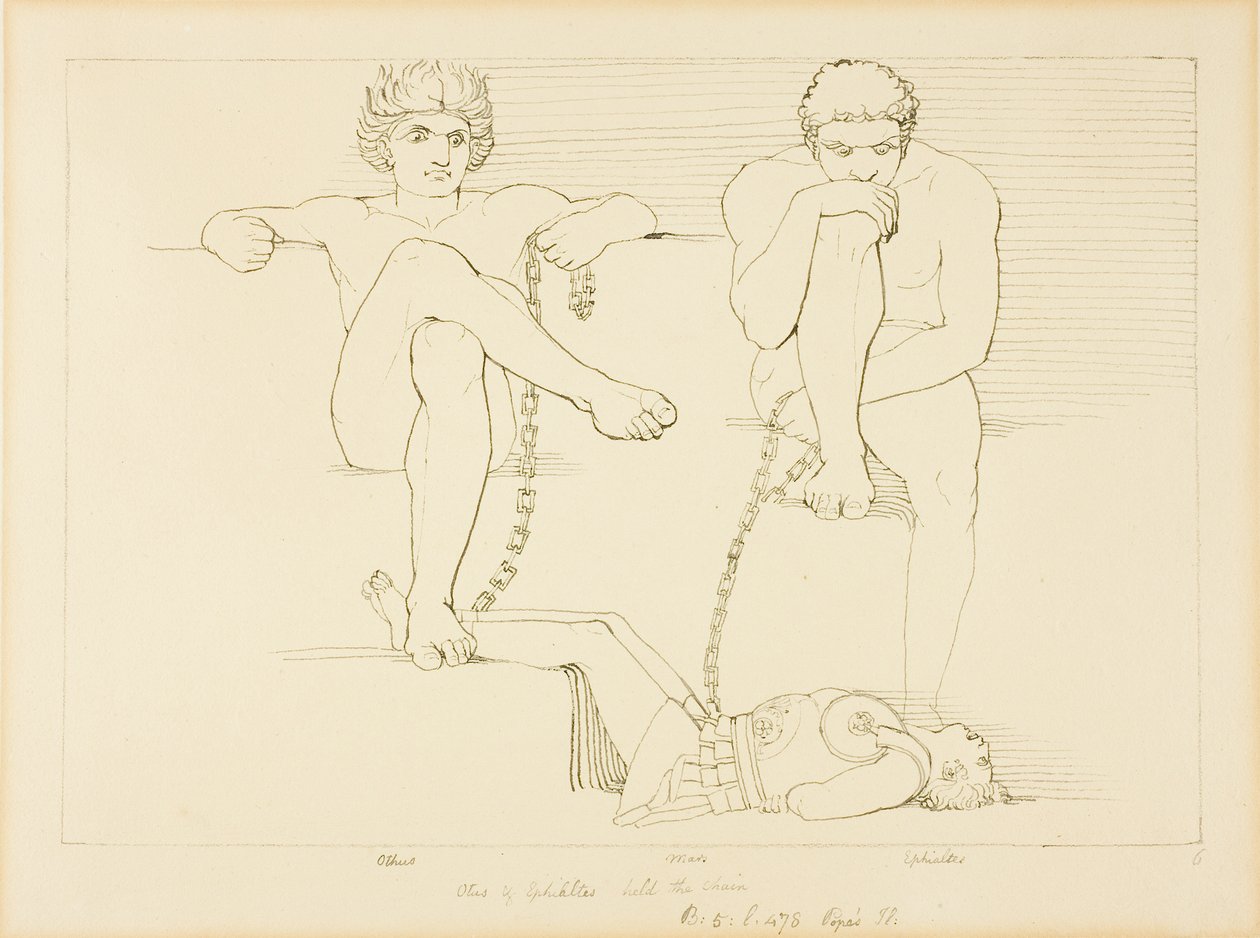 Othus et Ephialte capturent Arès - John Flaxman