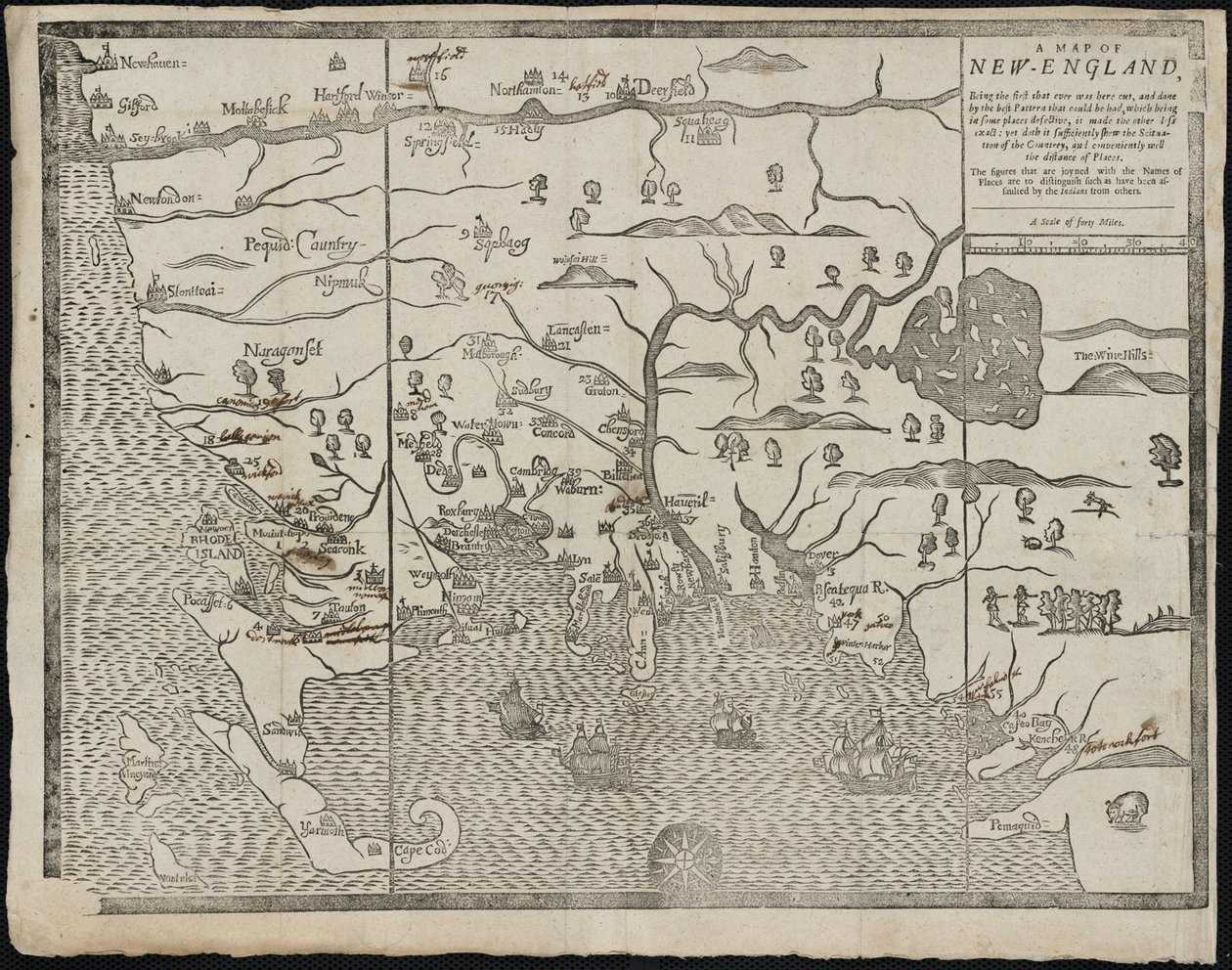 Carte de la Nouvelle-Angleterre, de : William Hubbard