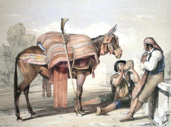 Paysans itinérants avec une mule, Andalousie - John Frederick (after) Lewis