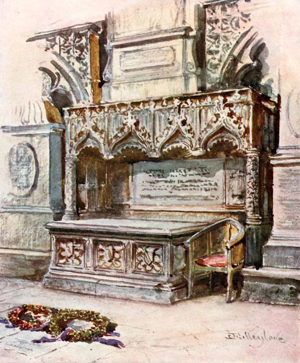 Le tombeau de Chaucer (lithographie couleur) - John Fulleylove