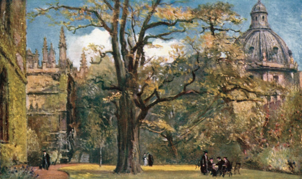 Jardin des boursiers, Exeter College (lithographie couleur) - John Fulleylove