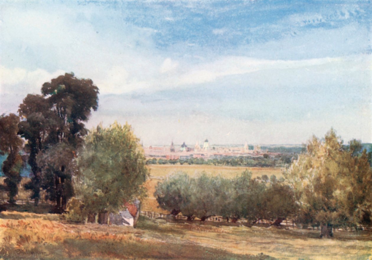 Oxford, depuis South Hinksey (lithographie couleur) - John Fulleylove