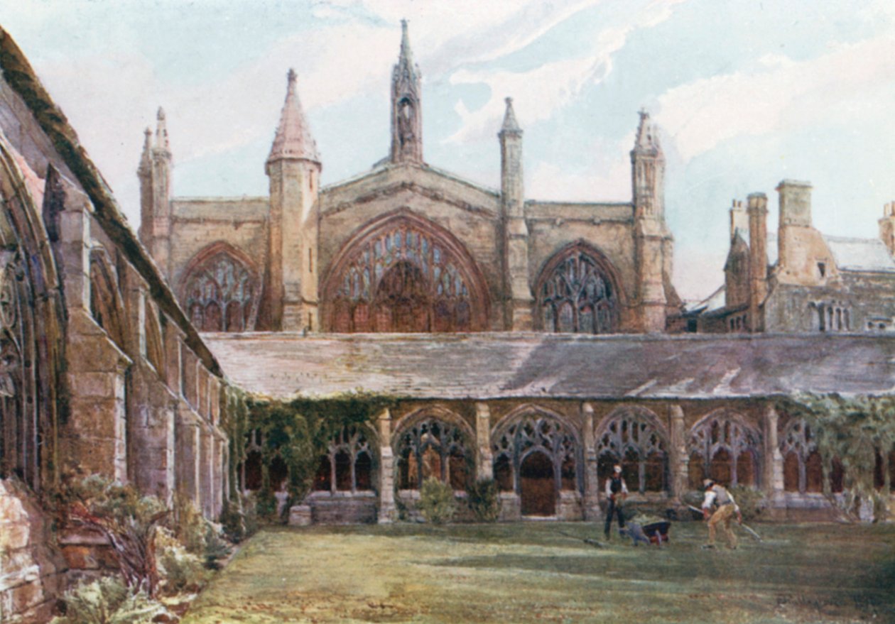 The Cloisters, New College (lithographie couleur) - John Fulleylove
