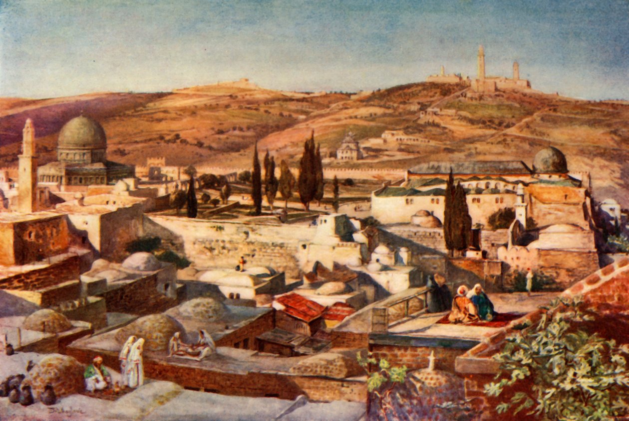 La zone du Temple et le mont des Oliviers depuis le mont Sion, 1902 - John Fulleylove