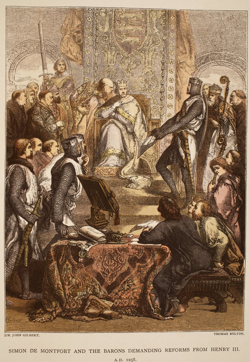 Simon de Montfort et les barons demandant des réformes à Henri III, 1258, gravé par Thomas Bolton - John Gilbert