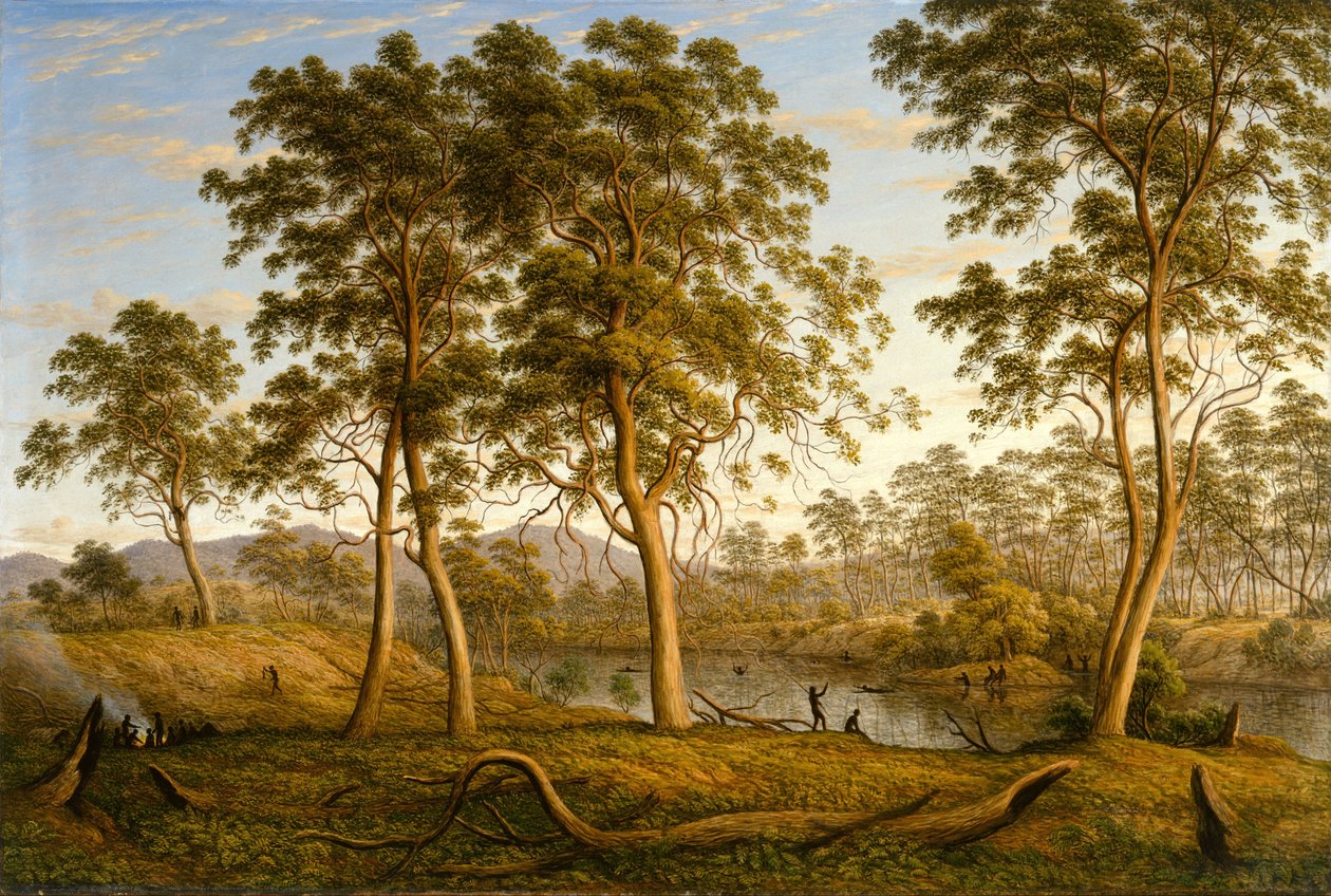 Amérindiens sur la rivière Ouse, Terre de Van Diemen - John Glover