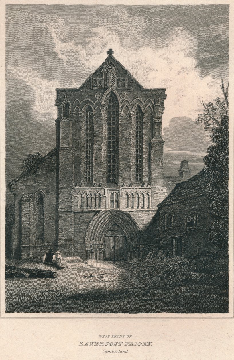 Façade ouest du prieuré de Lanercost, Cumberland, 1814 - John Greig