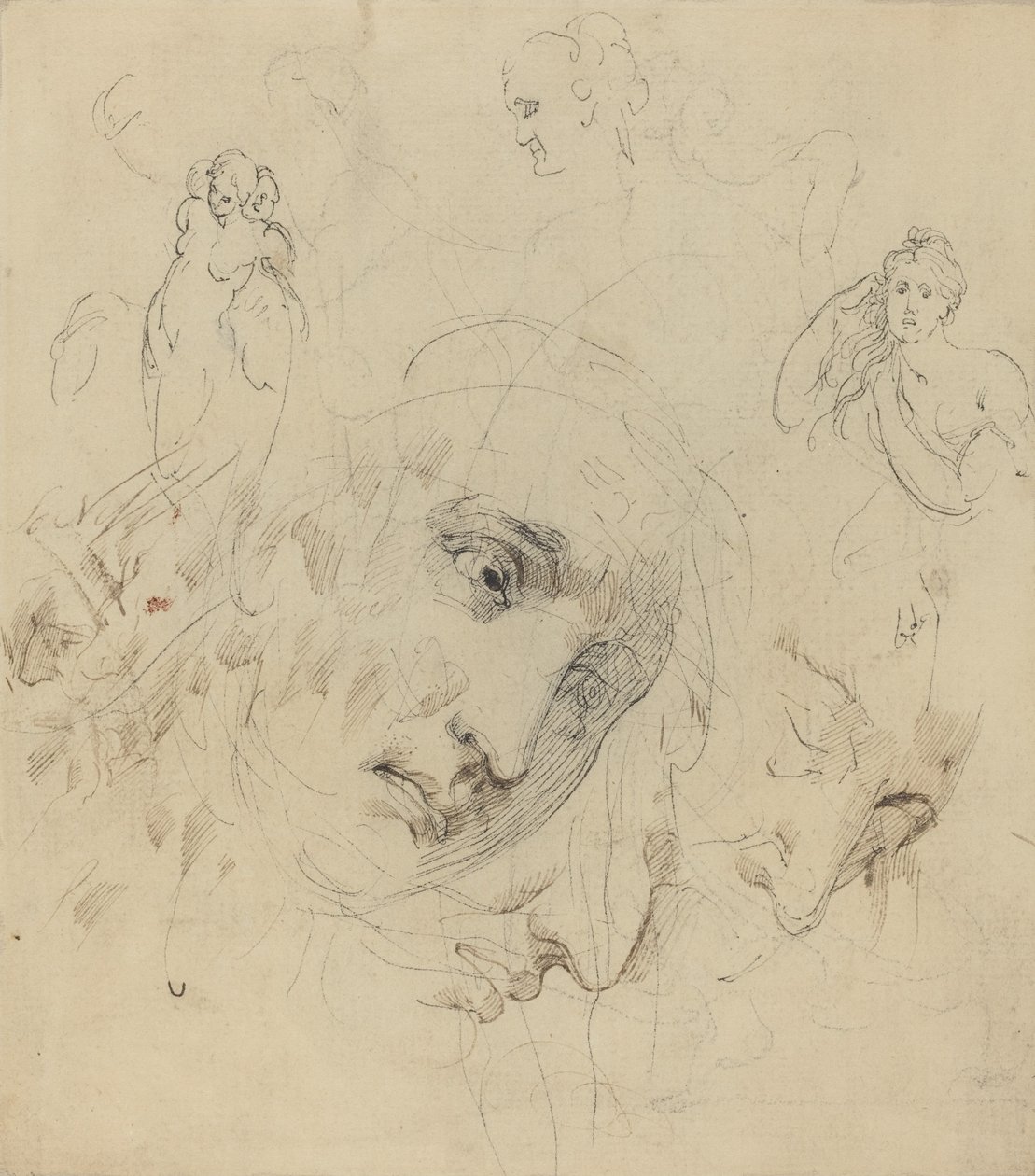 Études avec visage féminin central - John Hamilton Mortimer