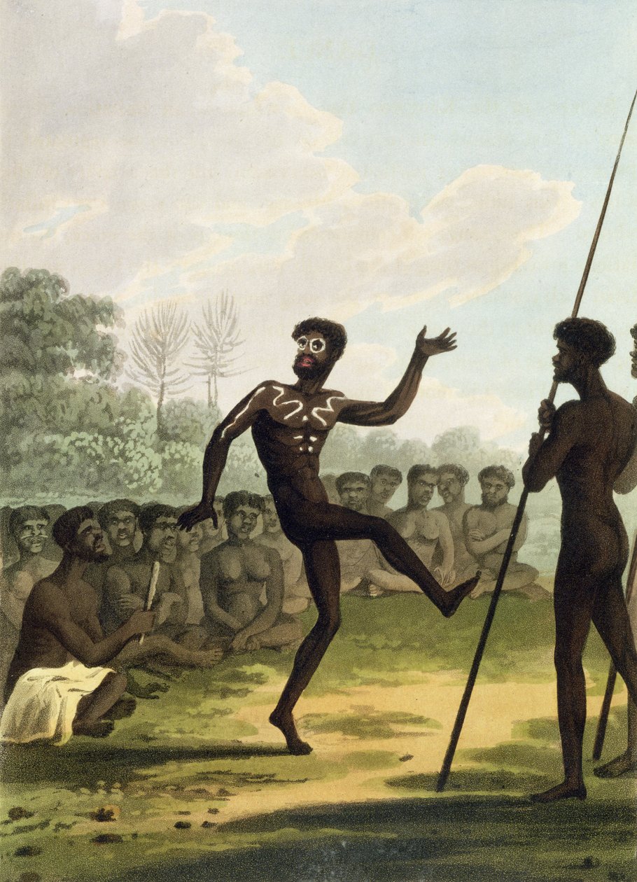 La danse, aborigènes de Nouvelle-Galles du Sud gravé par Matthew Dubourg, publié en 1813 - John Heaviside Clark