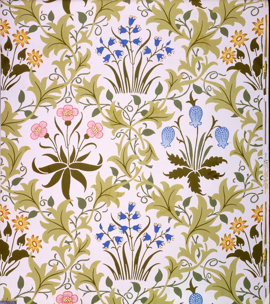Design de papier peint Celandine, fin 1896 - John Henry Dearle