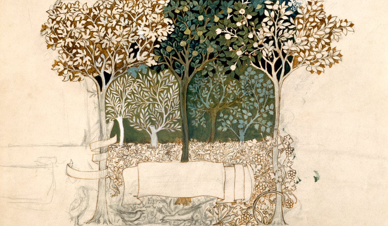 Arbres dans un verger, design de tapisserie pour Morris and Co. - John Henry Dearle