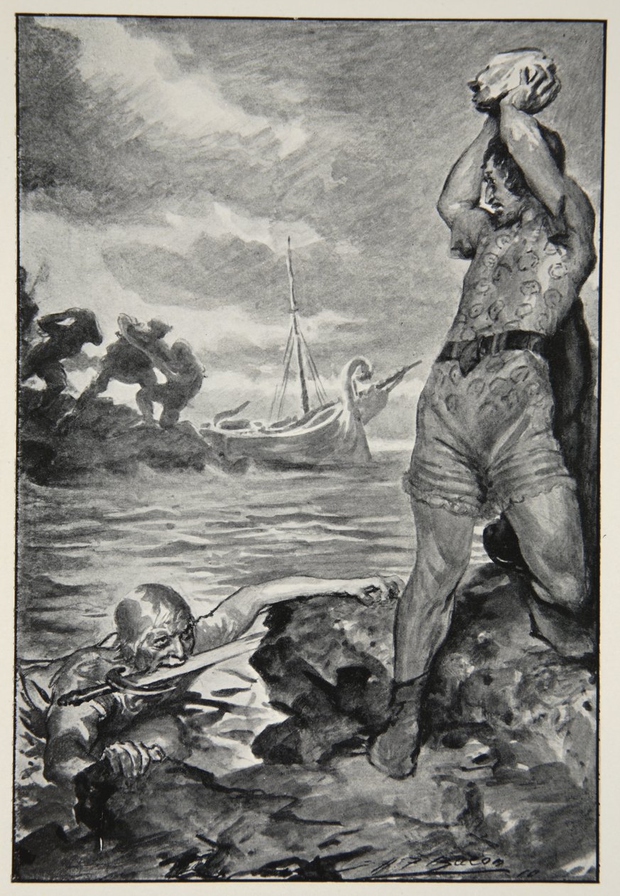 Thorbion soulevant la pierre énorme, de 