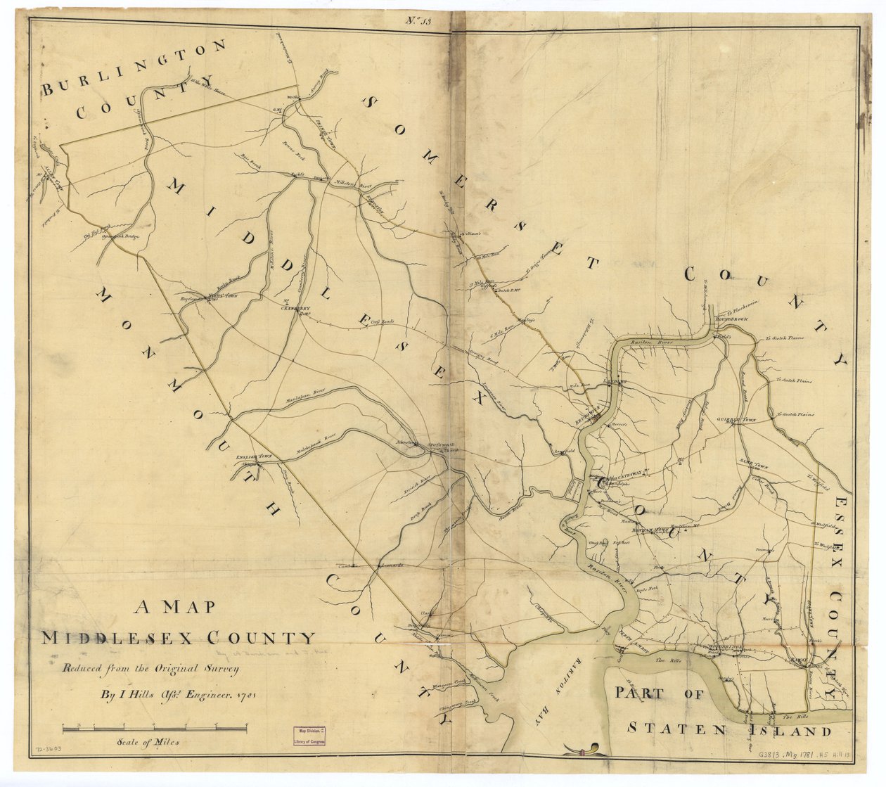 Une carte du comté de Middlesex. LOC gm72003603 - John Hills
