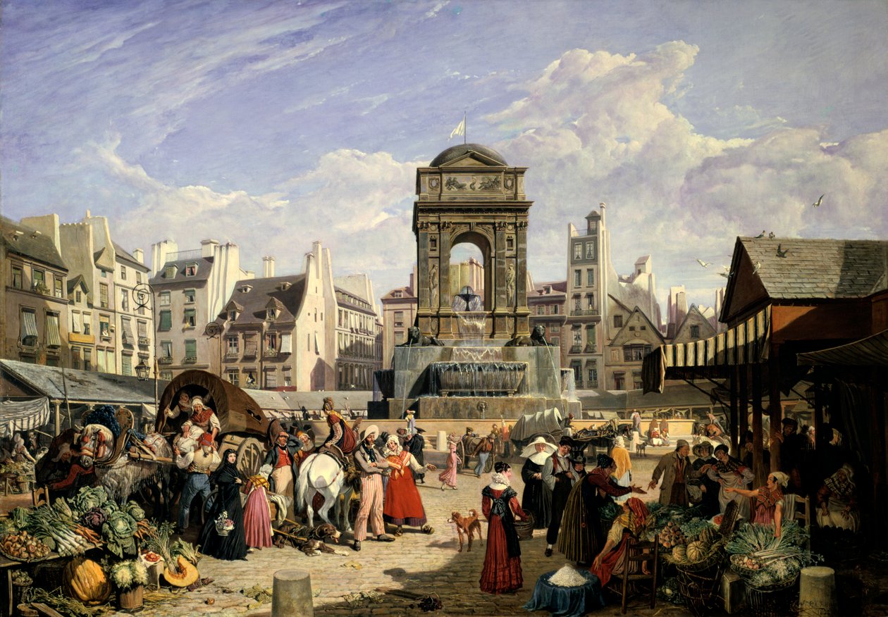 Marché et Fontaine des Innocents, Paris, 1823 - John James Chalon