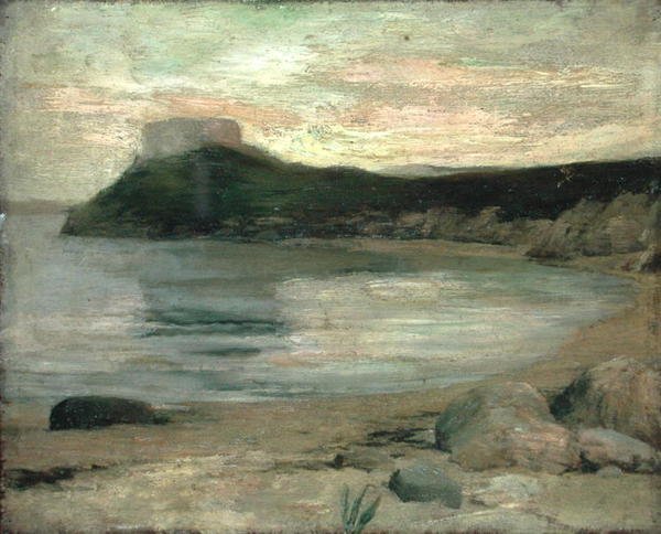 Étude de la lumière du soir, Fort Dumpling, port de Newport - John La Farge or Lafarge