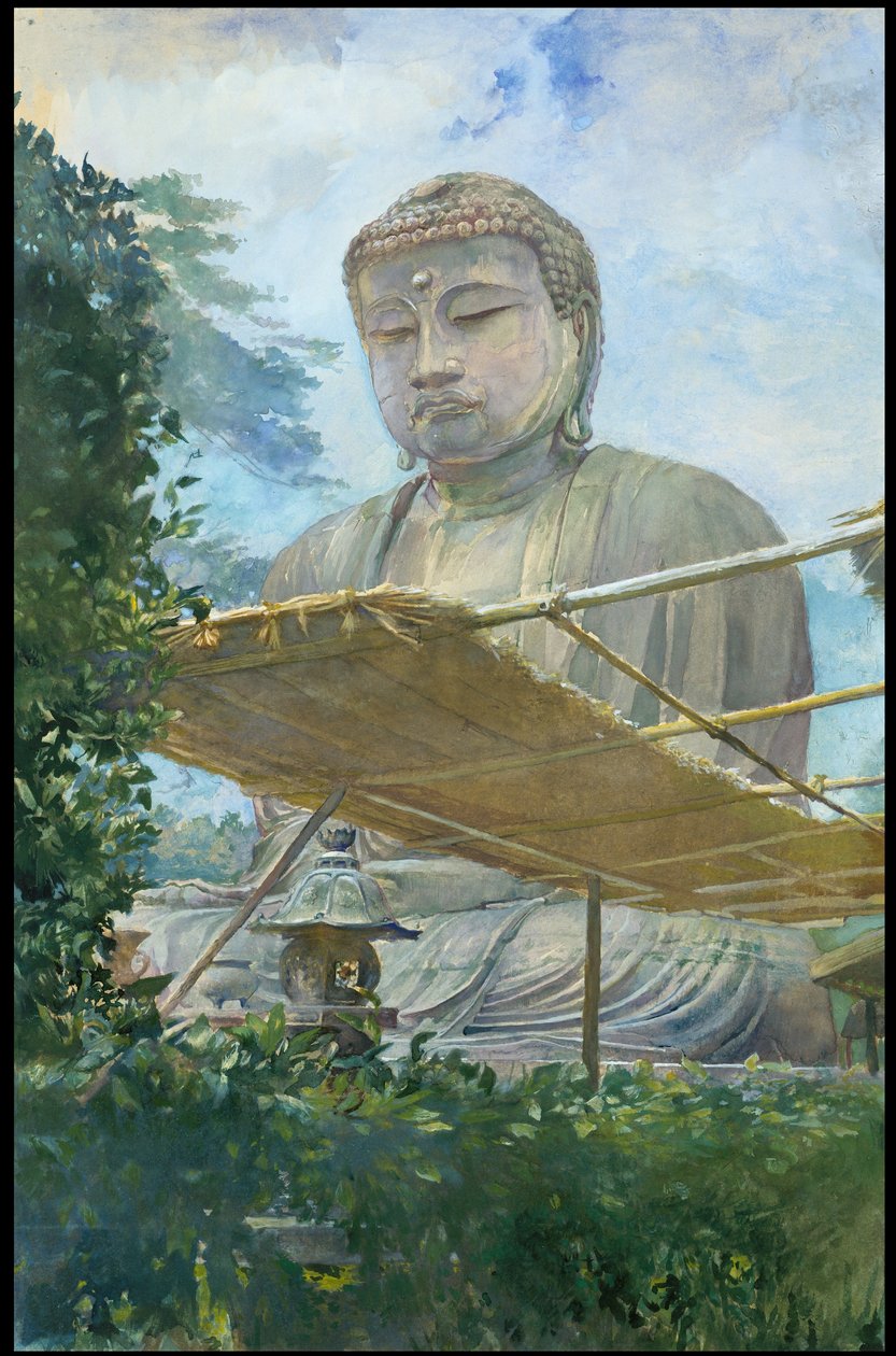 Die große Statue des Amida Buddha in Kamakura, bekannt als Daibutsu, aus dem Garten des Priesters von John La Farge or Lafarge