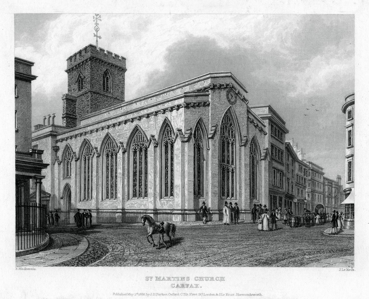 Église St Martins, Carfax, Oxford, 1835 - John Le Keux