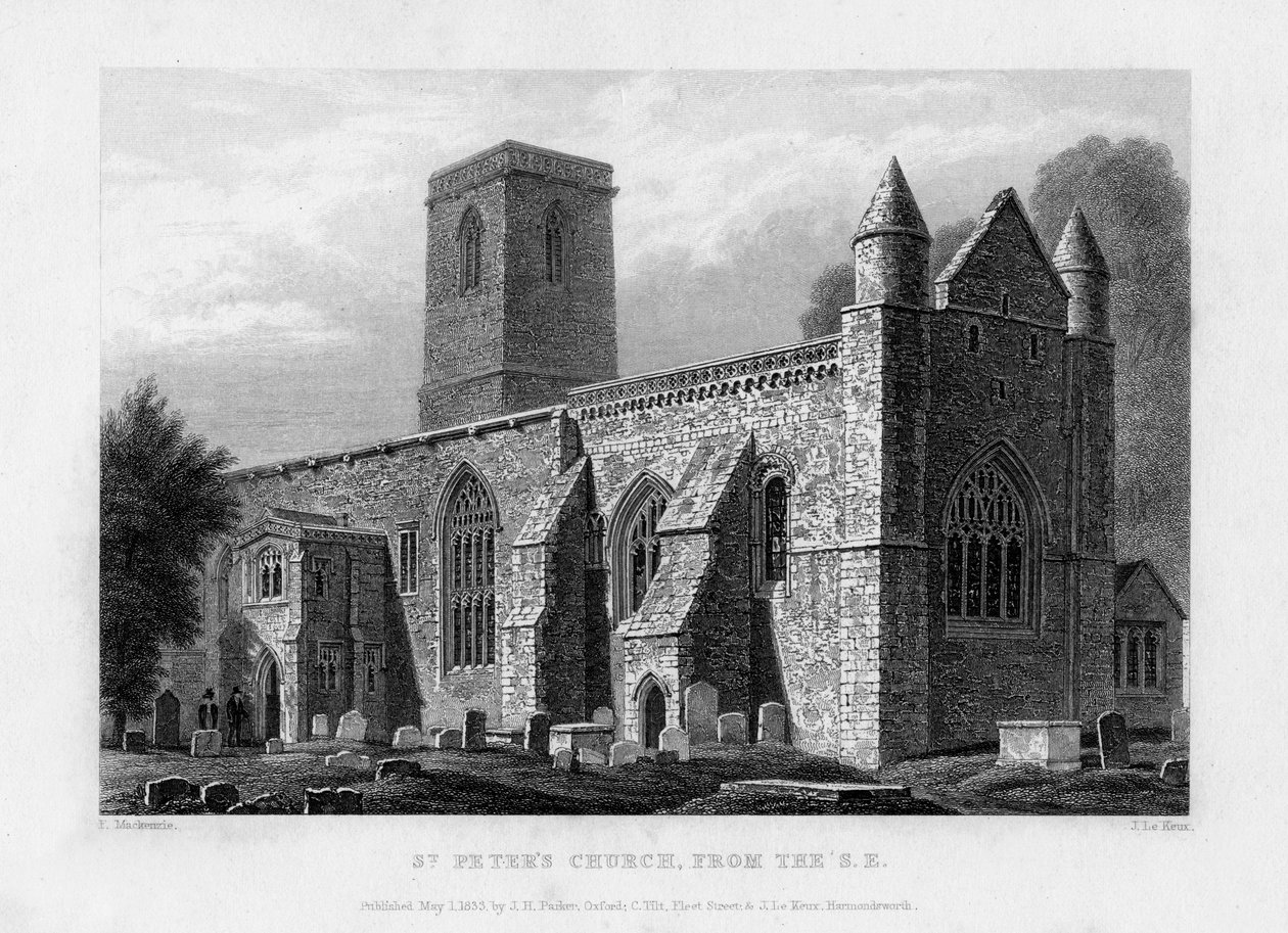 Église Saint-Pierre, vue du sud-est, Oxford, 1833 - John Le Keux