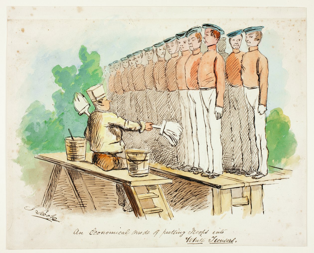 Un mode économique de mettre les troupes en pantalons blancs - John Leech