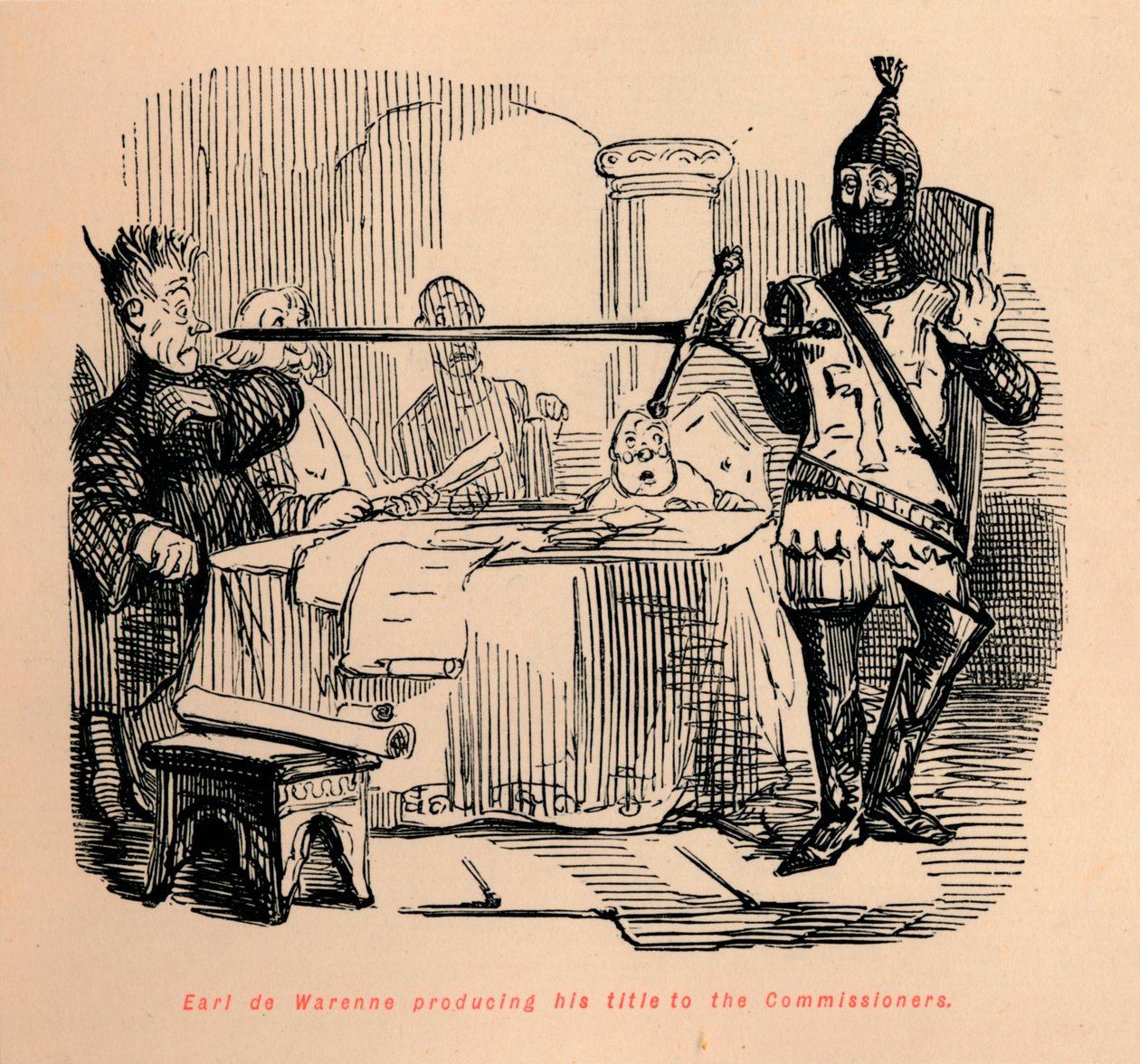 Comte de Warenne produisant son titre aux commissaires, vers 1860, vers 1860 - John Leech