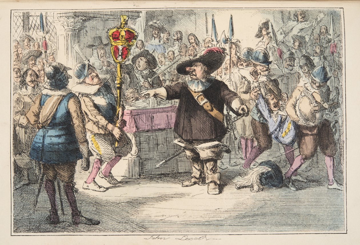 Enlevez ce babiole, Cromwell dissolvant le Long Parlement, de The Comic History of England, pub. 1864 - John Leech