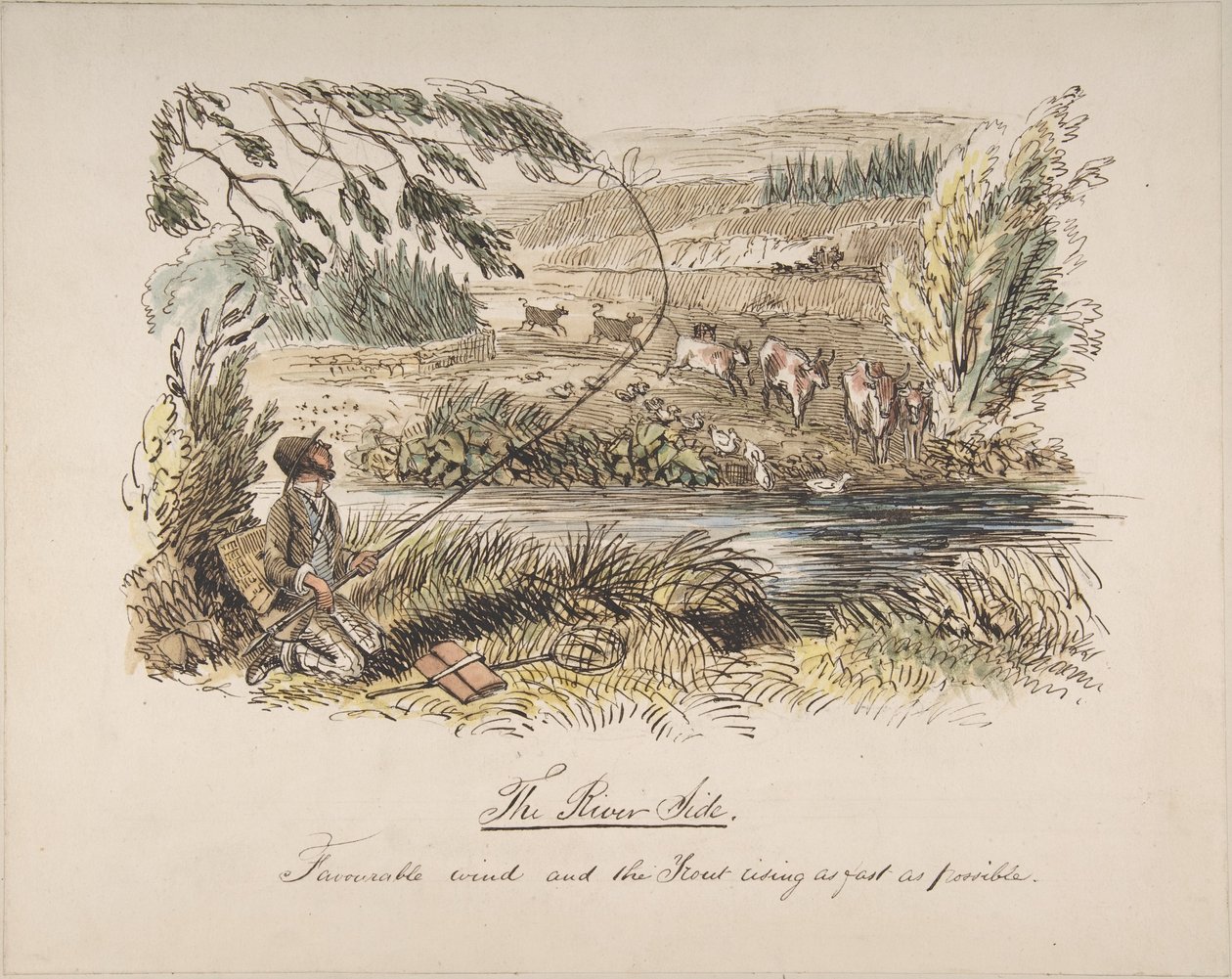 «La rive du fleuve, vent favorable et la truite qui mord aussi vite que possible» - John Leech