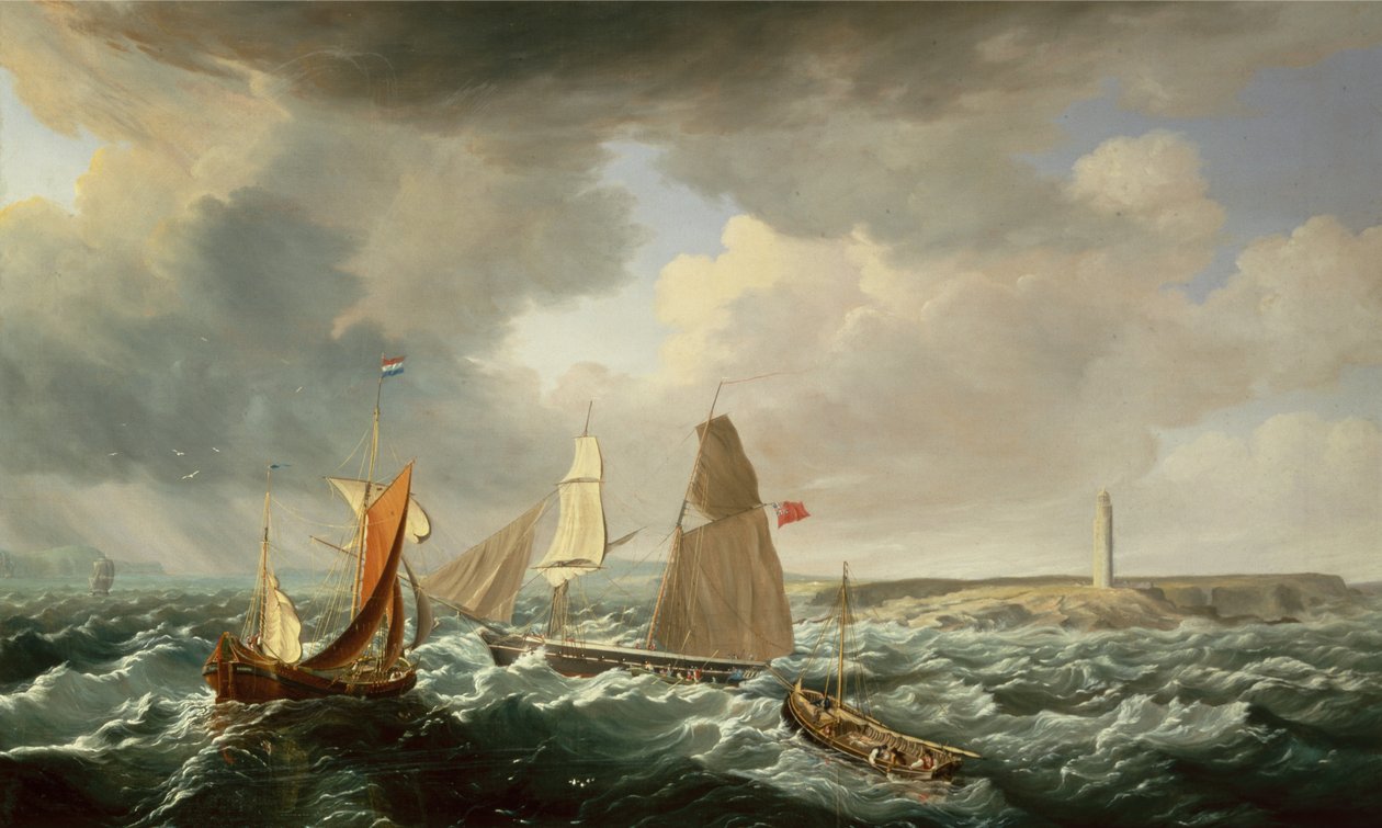 Une brigantine, un galiote néerlandais et des bateaux de pêche - John Lynn