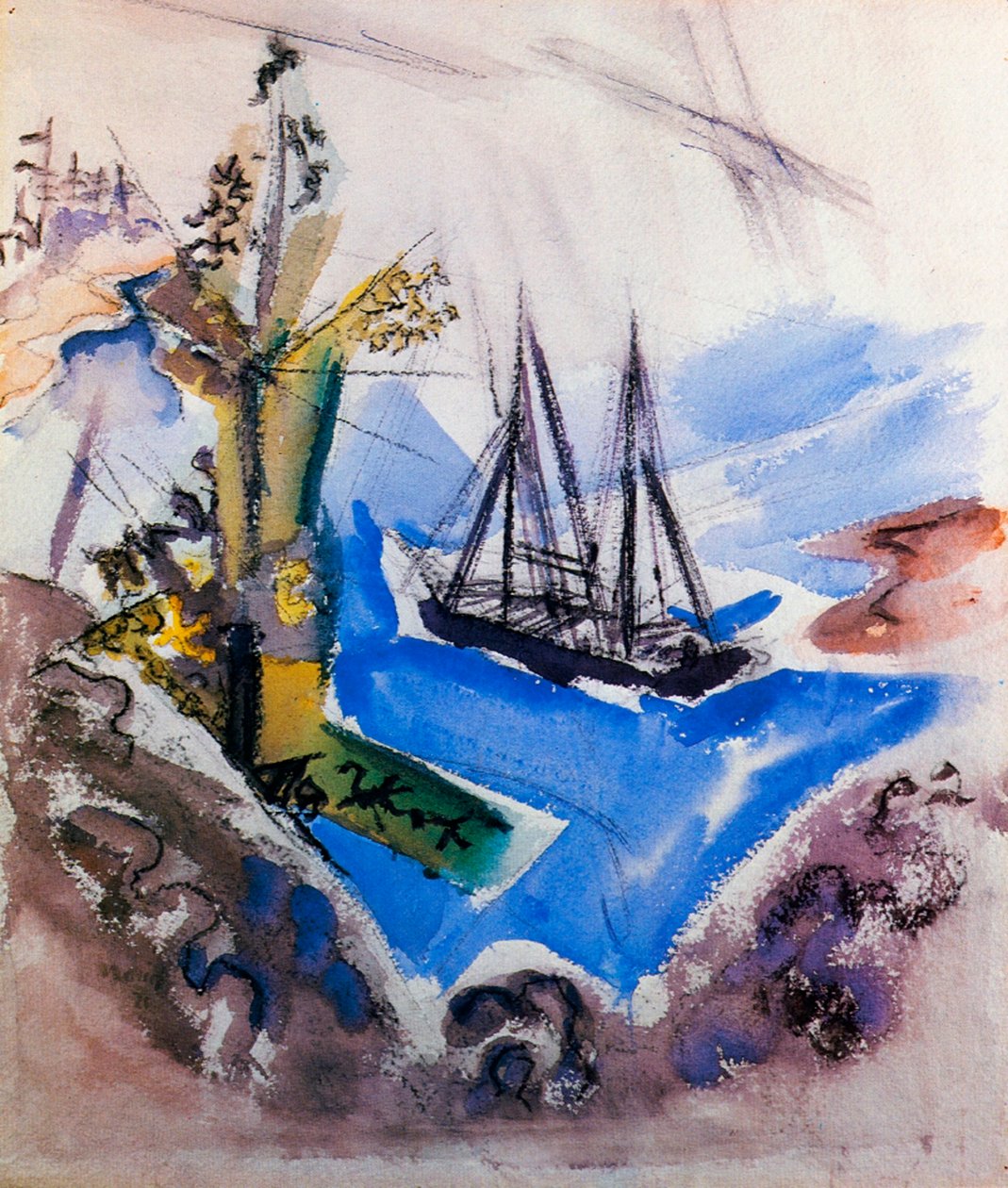 Une goélette et un arbre - John Marin
