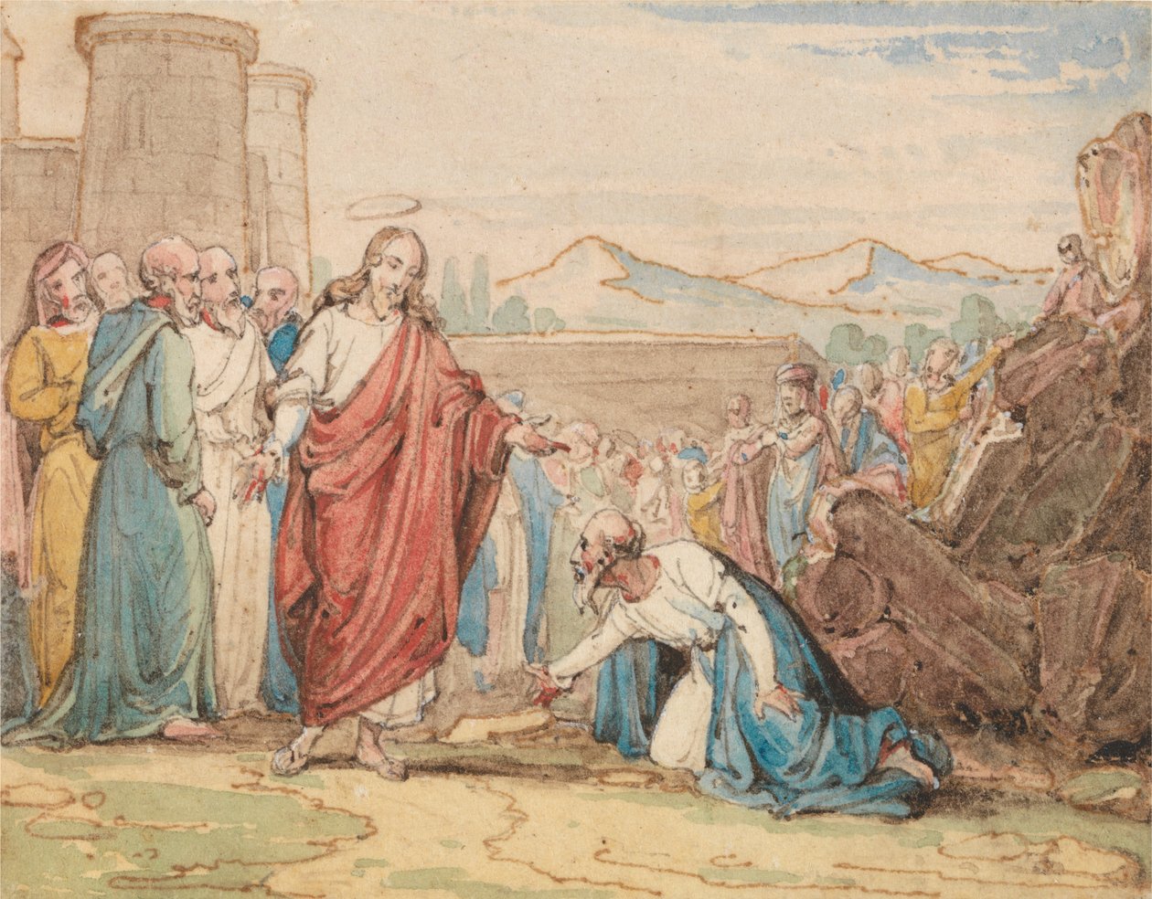 Un Vieil Homme Suppliant le Christ - John Martin