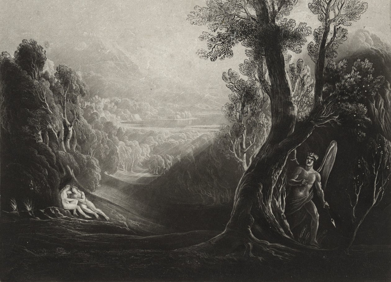 Satan contemplant et Ève au paradis, c.1827 - John Martin