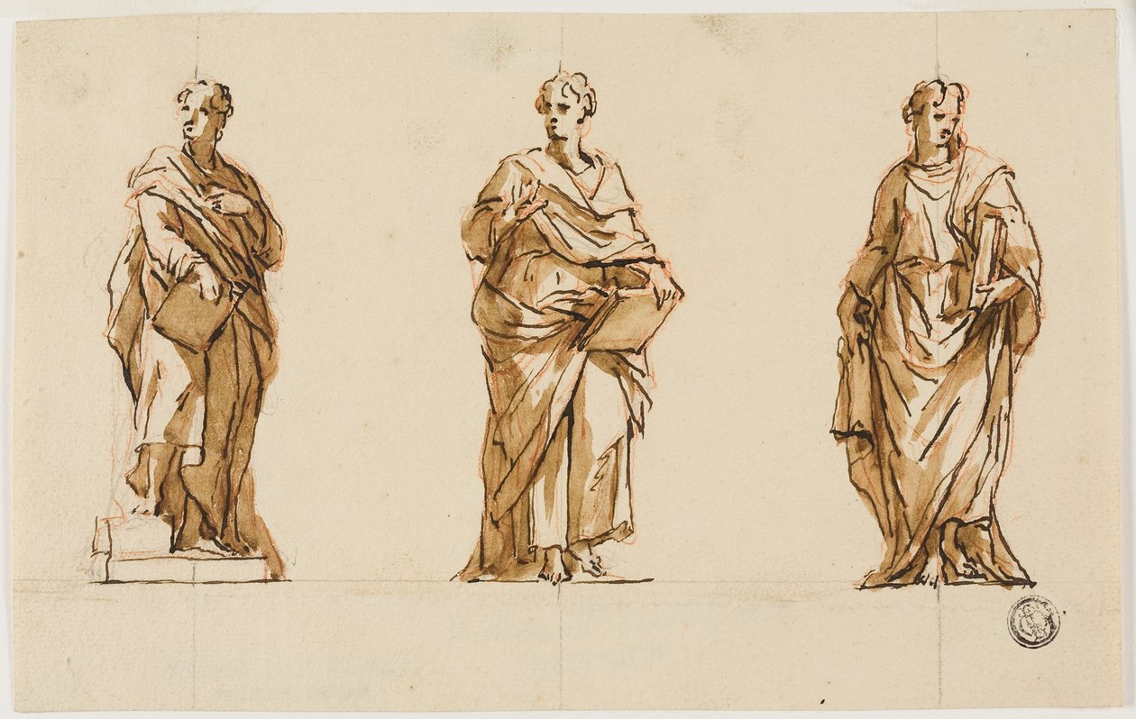 Trois études pour la statue de John Locke - John Michael Rysbrack