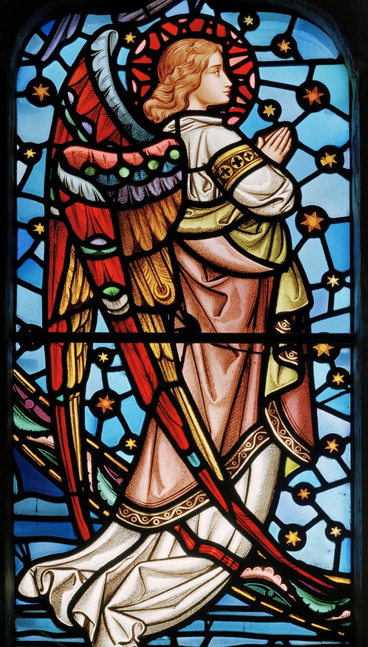 Cuxton, St Michael, East Window, Lavers & Barraud, John Millner Allen, Ange du Christ en majesté avec des saints - John Millner Allen