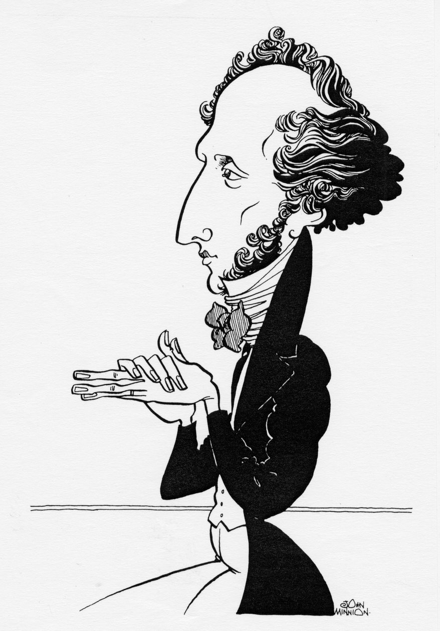 Felix Mendelssohn - Caricature du compositeur allemand, 3 février 1809 - 4 novembre 1847 - John Minnion