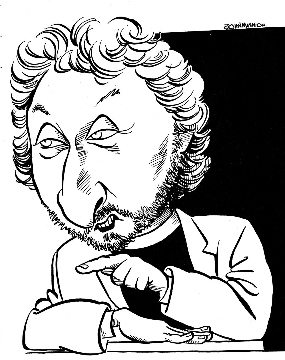 Howard Jacobson caricature, auteur britannique - John Minnion
