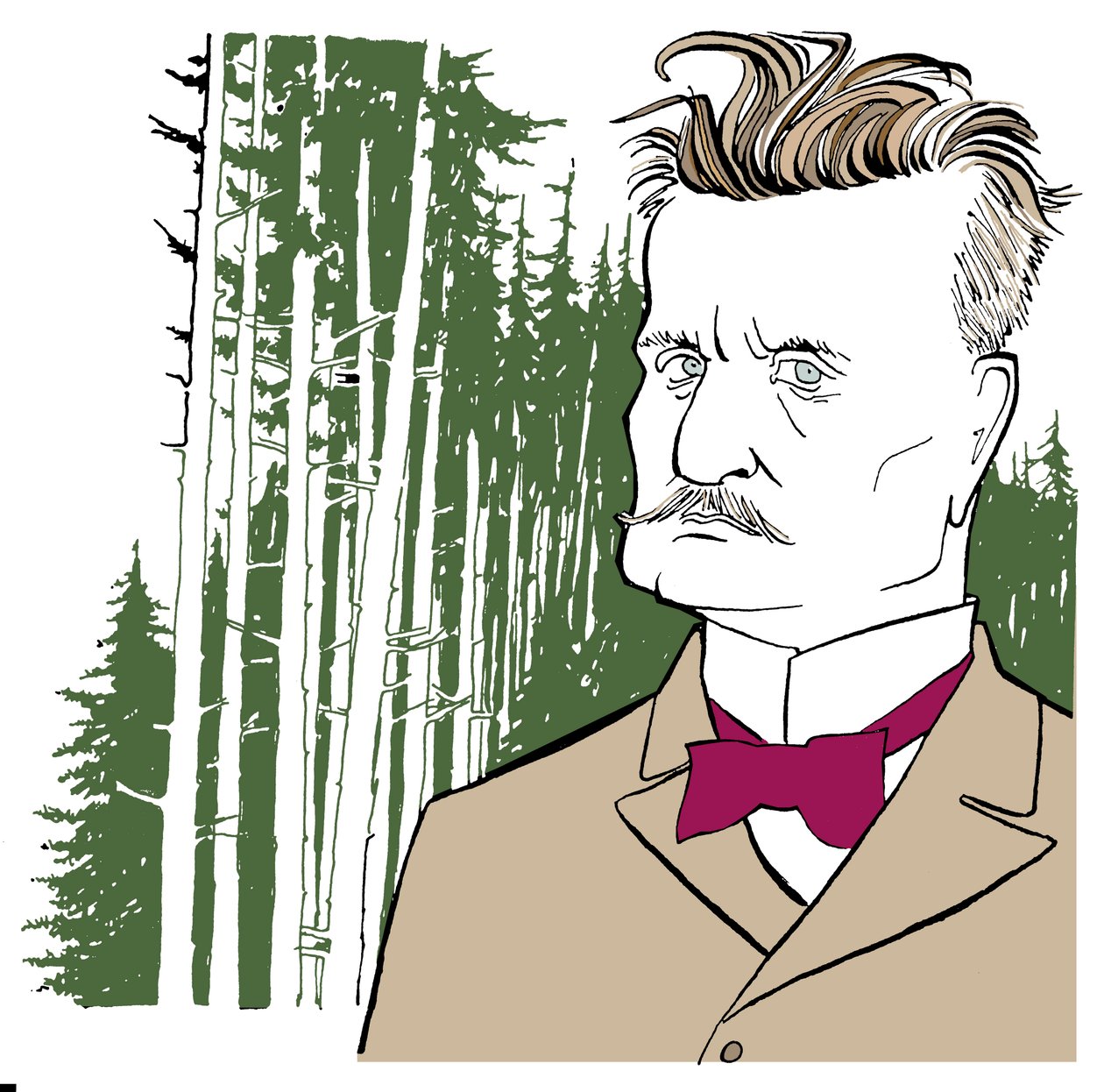 Jean Sibelius sur fond de forêts finlandaises - John Minnion