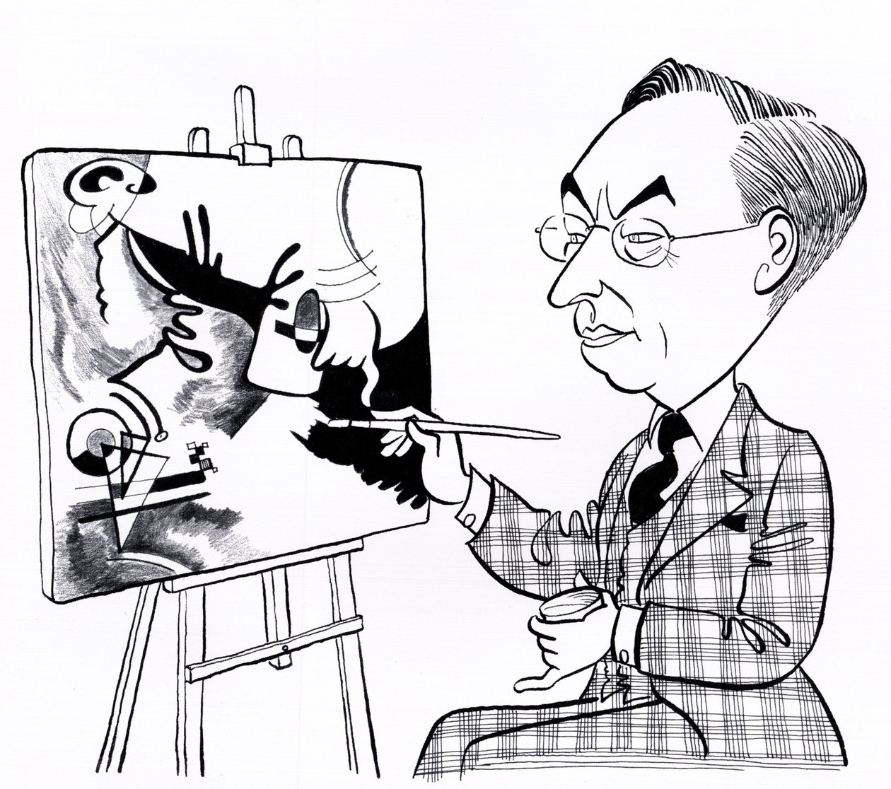 Vassily ( Wassily ) Kandinsky, caricature avec chevalet - John Minnion