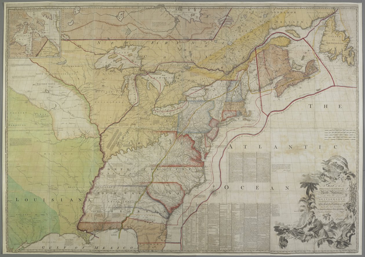 Carte des colonies britanniques aux États-Unis - John Mitchell