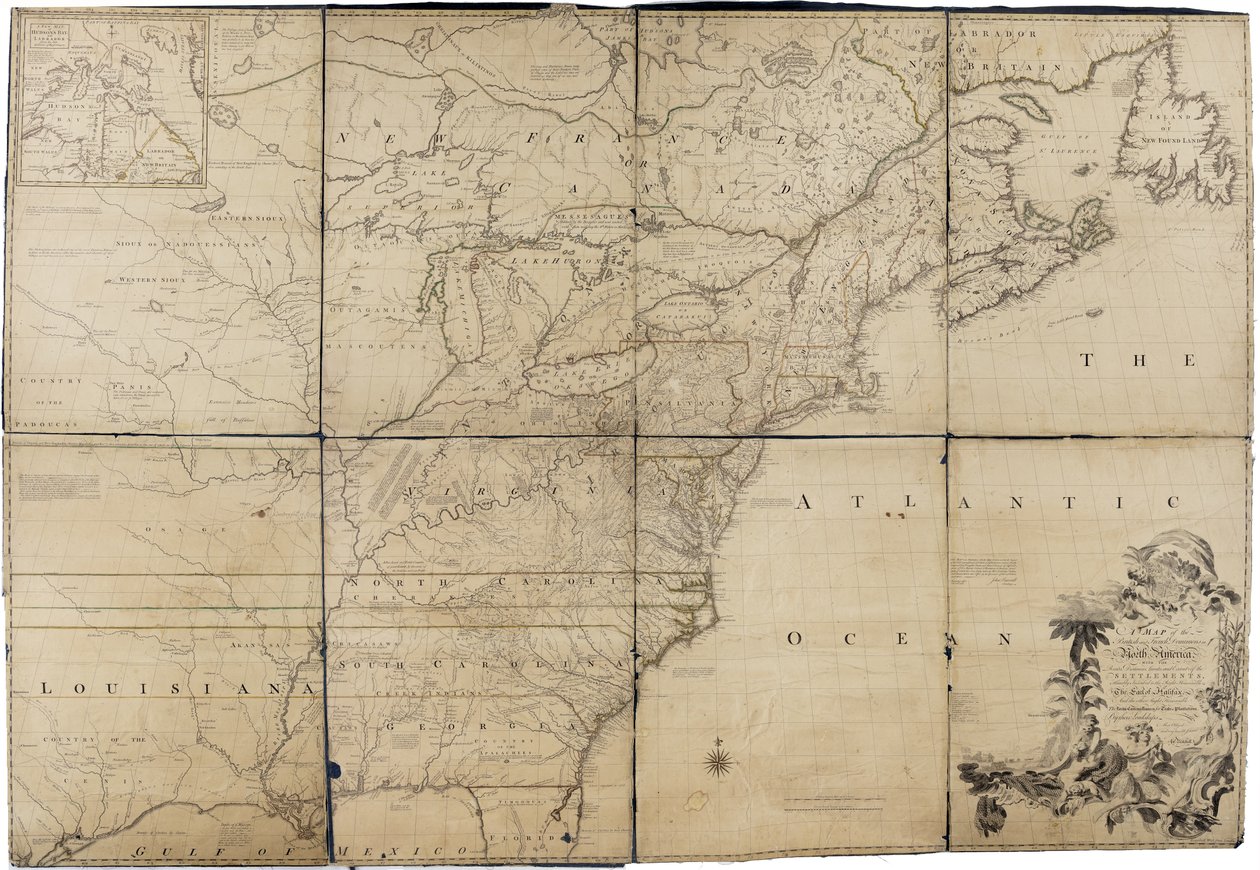 Carte des dominions britanniques et français en Amérique du Nord par Mitchell - John Mitchell