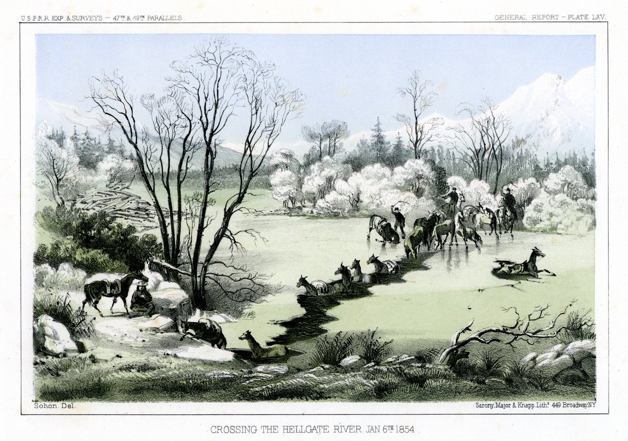 Traversée de la rivière Hellgate, 6 janvier 1854, 1856 - John Mix Stanley