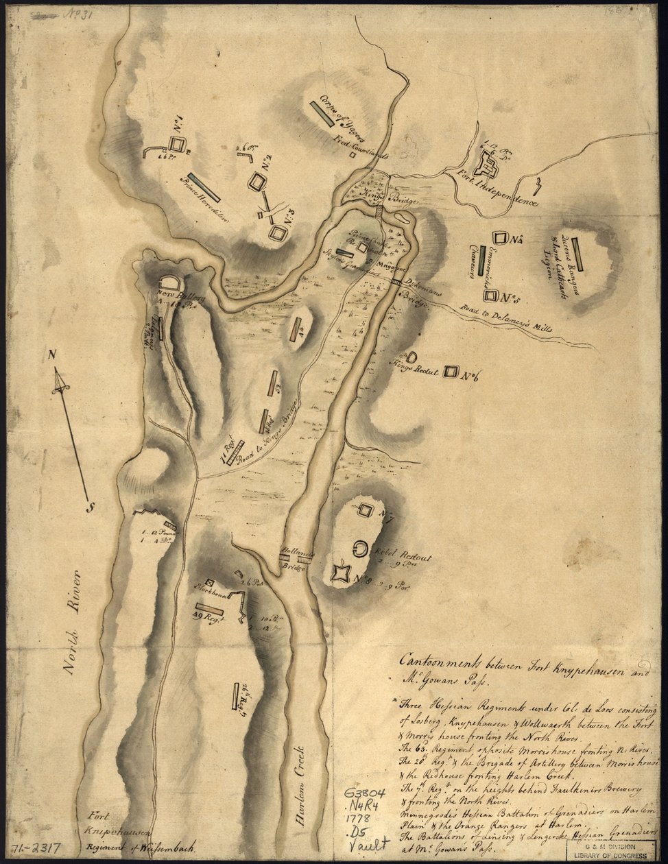 (Disposition des troupes britanniques, avec les fortifications au nord de Fort Knipehausen, c