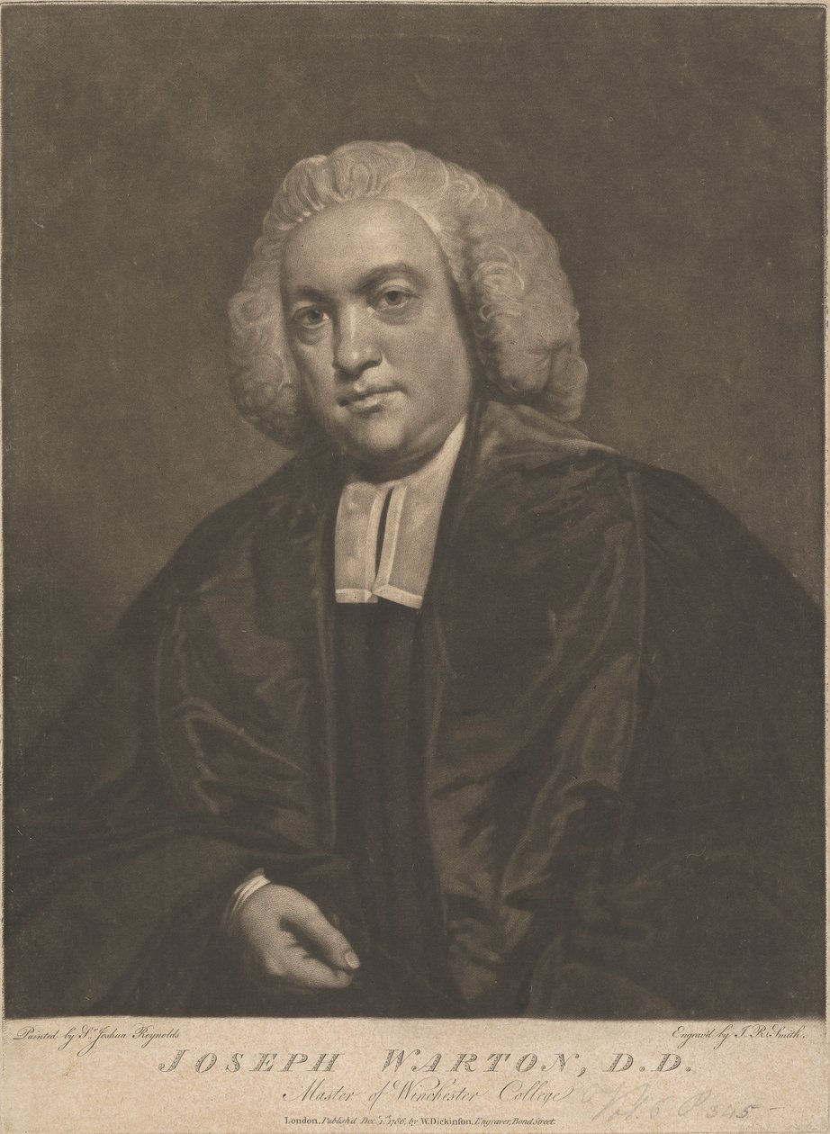 Joseph Warton, maître du Winchester College - John Raphael Smith