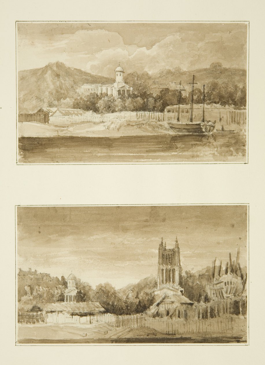 Deux vues de la chapelle St George depuis le port - John Reverend Eden