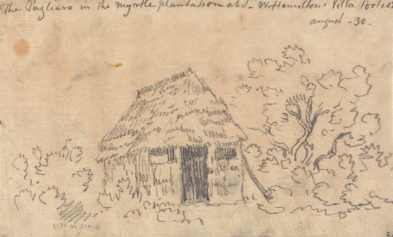 Le Pagliaro dans la plantation de myrtes à la Villa de Sir William Hamilton, Portici - John Robert Cozens